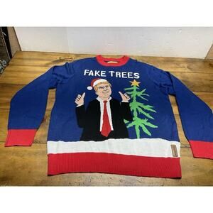 TIPSY ELVES Sweater Mens XL Fake Trees Donald Trump Ugly Christmas Pullover MAGA
